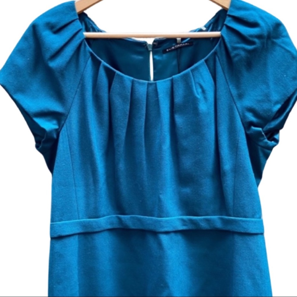 Elie Tahari Teal / Peacock blue green Sheath Dress NWT 14 (retail $298+tax) - Picture 1 of 10